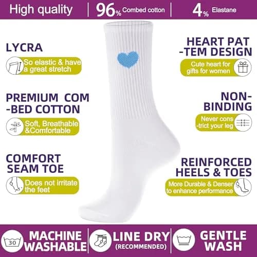 inhees Womens Cotton Crew Calf Socks | Soft, Breathable & Comfortable Fit (9-12 US) thumbnail 2