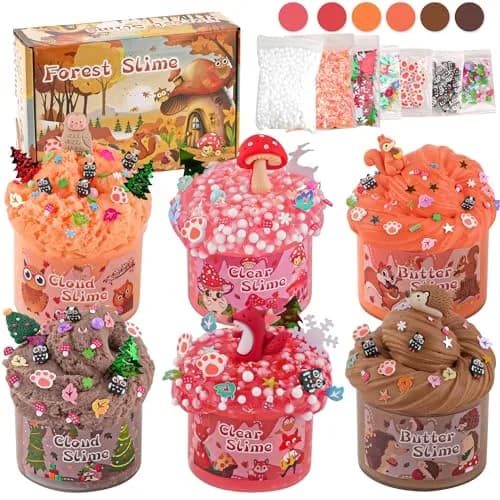 LAWOHO 6-Pack Forest Animal Slime Kit | Clear Butter Cloud Gift Set, 360ml (12.17 Fl Oz) thumbnail 1