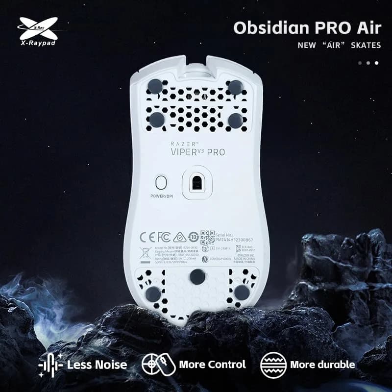 X-Raypad Obsidian Pro Air Speed Mouse Skates (40 Dots, Grey) | Low-Friction UHMWPE for Gaming thumbnail 2