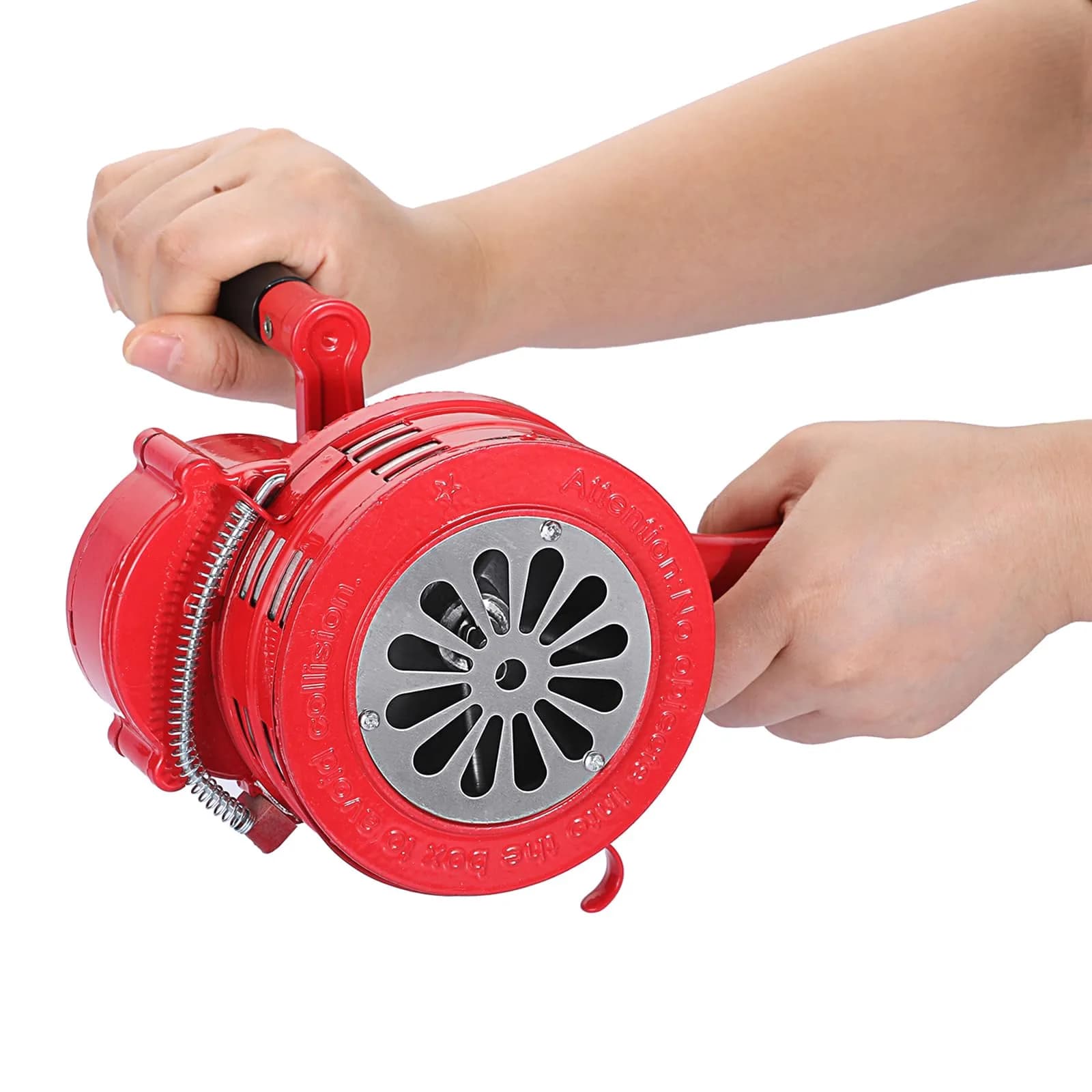Sumnacon Hand Crank Siren Manual Operated Air Raid Siren Red | 1050g (2.31 lb) Heavy Duty Aluminum Alloy - main product image