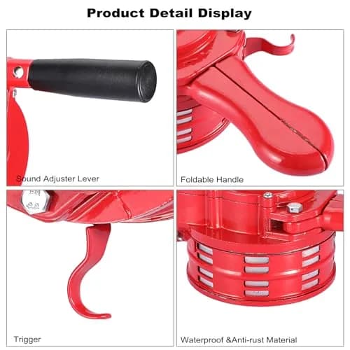 Sumnacon Hand Crank Siren Manual Operated Air Raid Siren Red | 1050g (2.31 lb) Heavy Duty Aluminum Alloy thumbnail 4