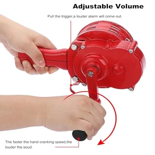 Sumnacon Hand Crank Siren Manual Operated Air Raid Siren Red | 1050g (2.31 lb) Heavy Duty Aluminum Alloy thumbnail 5