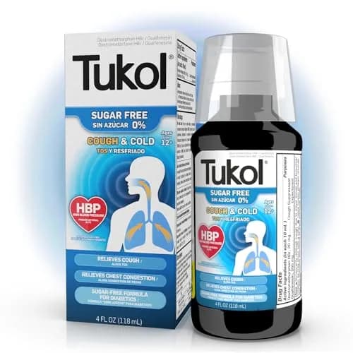 TUKOL Sugar-Free Adult Cough and Cold Relief Syrup 4 Fl Oz | Fast-Acting, Non-Drowsy, Safe for High Blood Pressure & Diabetics thumbnail 1