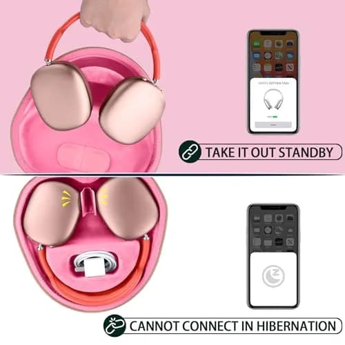 co2CREA Hard Case with Sleep Mode for Apple AirPods Max 2/1, Rose Pink | Shockproof Travel Bag thumbnail 5