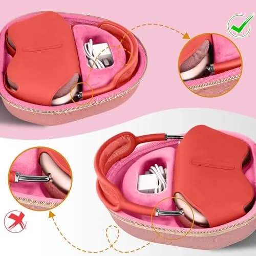 co2CREA Hard Case with Sleep Mode for Apple AirPods Max 2/1, Rose Pink | Shockproof Travel Bag thumbnail 3