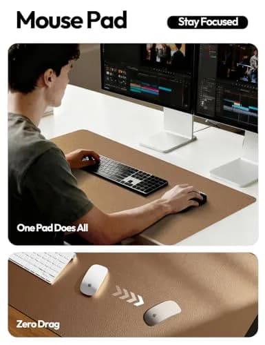 YSAGi PU Leather Desk Protector Mat 59.9cm x 34.9cm (23.6" x 13.8") | Shiny Bronze, Waterproof Writing Pad thumbnail 4