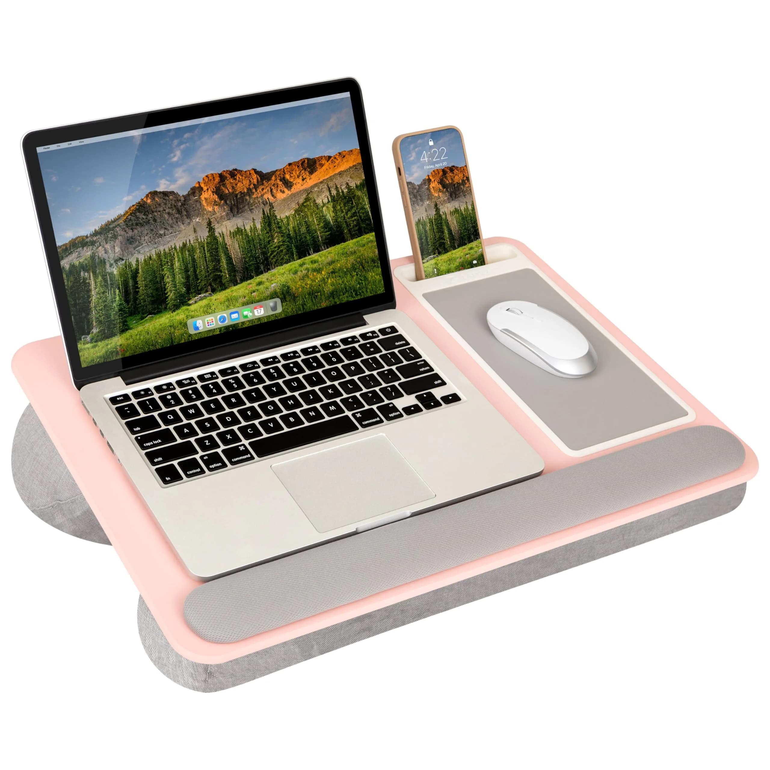 LapGear Home Office Pro Lap Desk – Blush Pink, Fits 15.6” Laptops | Spacious Design with Built-in Mouse Pad & Phone Slot