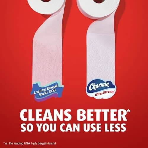 Charmin Ultra Strong Toilet Paper 6 Mega Rolls | 2-Ply, White, Woven Diamond Texture thumbnail 6