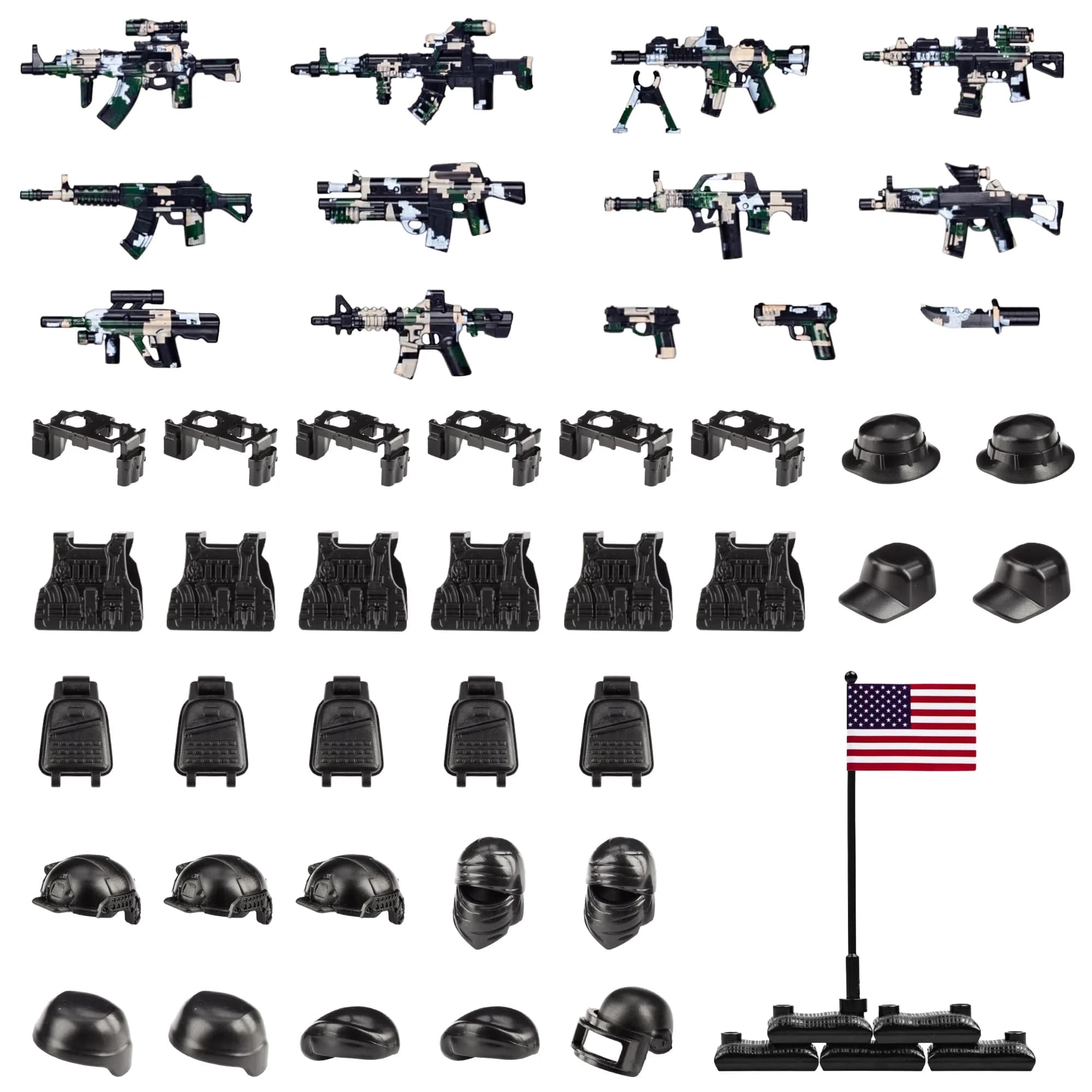 MaozyHomie U.S Camouflage Weapons Toy Building Blocks Pack (51 Pcs)