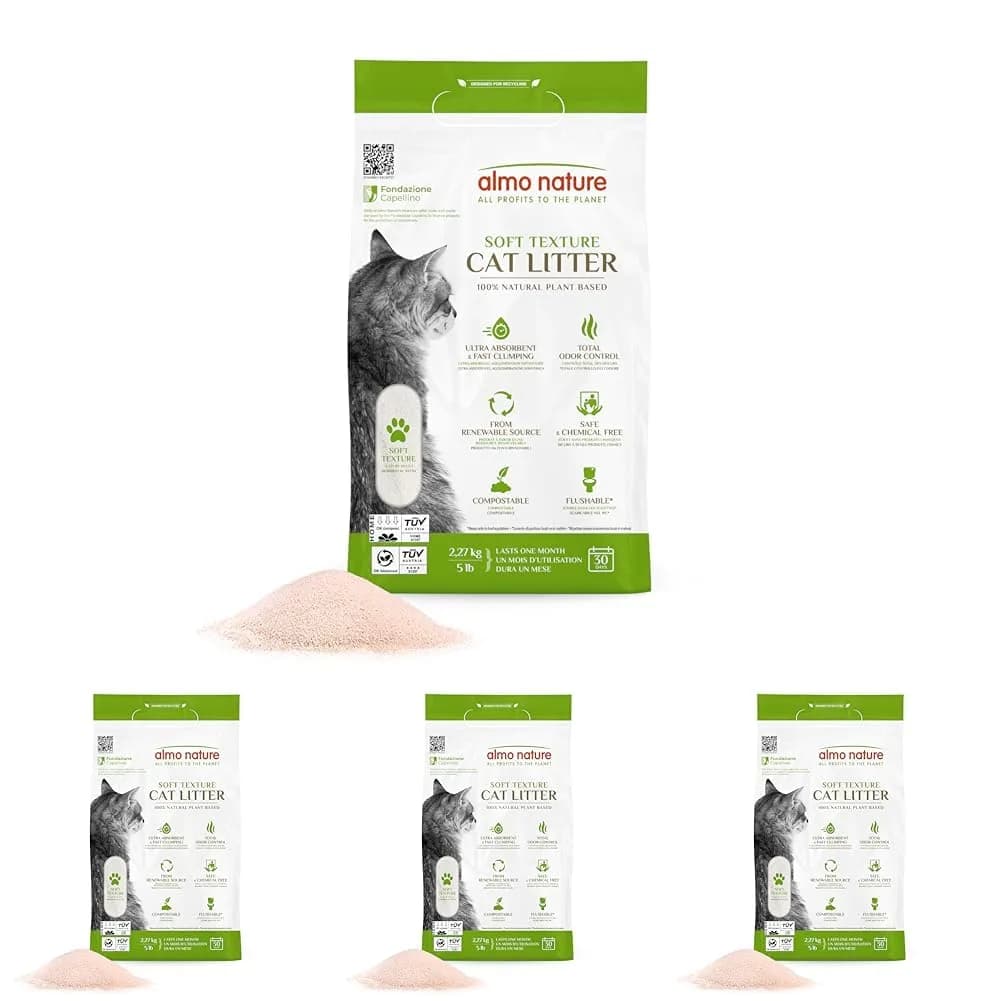 almo nature Natural Plant-Based Clumping Cat Litter 4.54 kg (10 lb) Pack of 2 | Biodegradable Odor Control — 5 lb