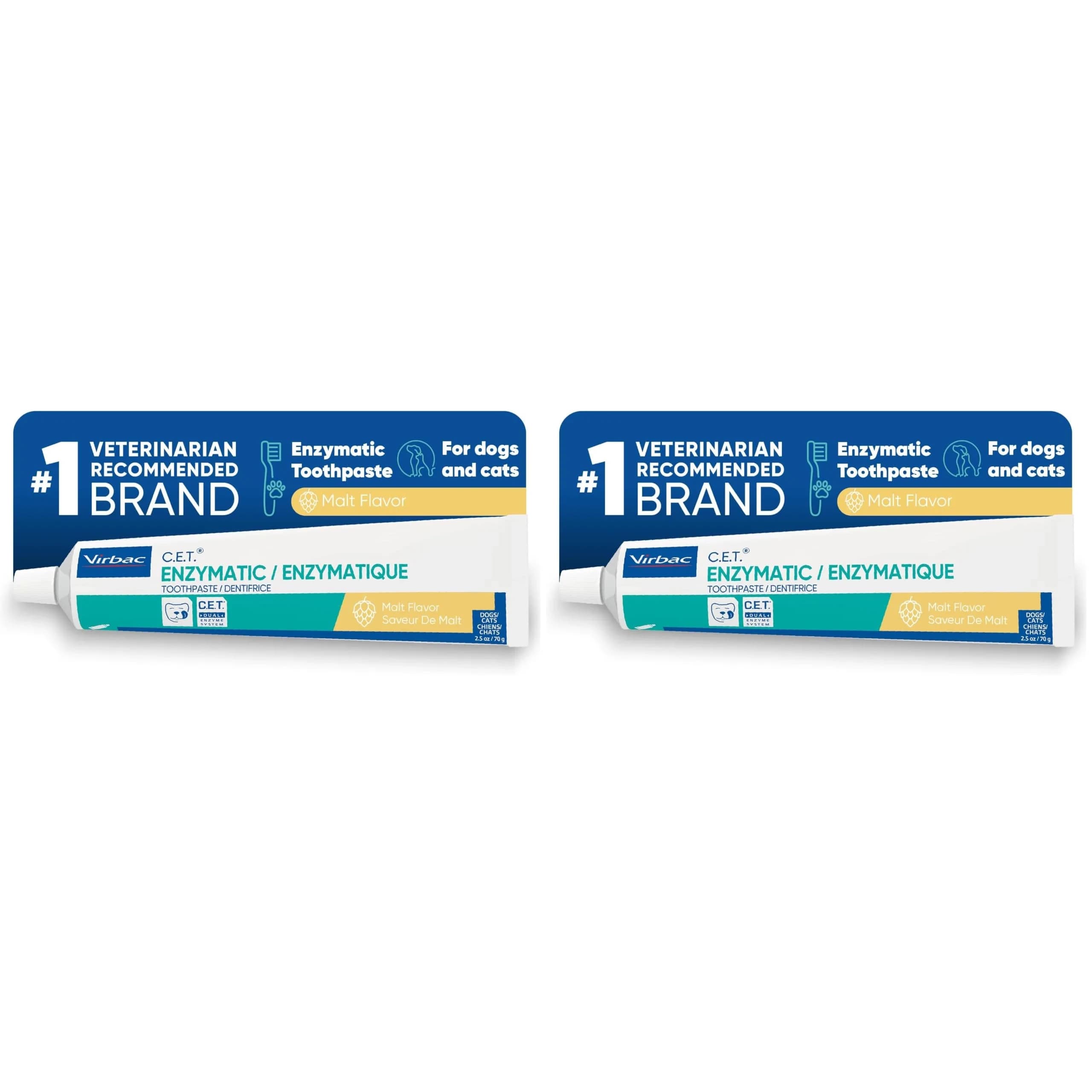 Virbac CET Enzymatic Toothpaste Malt Flavor 140g (5 oz) Pack of 2 | Vet Recommended Dental Care for Dogs & Cats