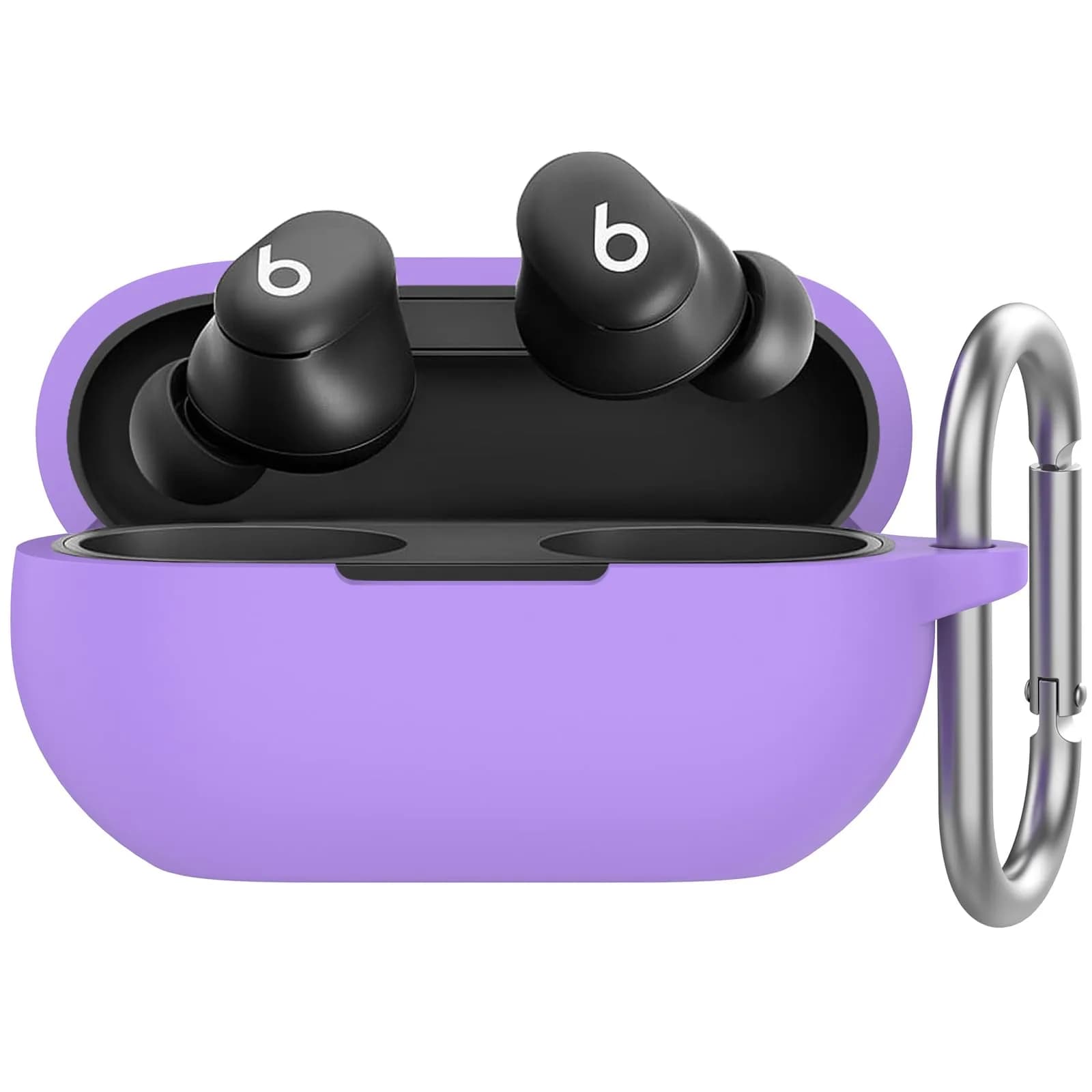AHASTYLE Silicone Case for Beats Solo Buds (2024) | Red Protective Cover with Carabiner — Lavender / for Beats Solo Buds (2024)