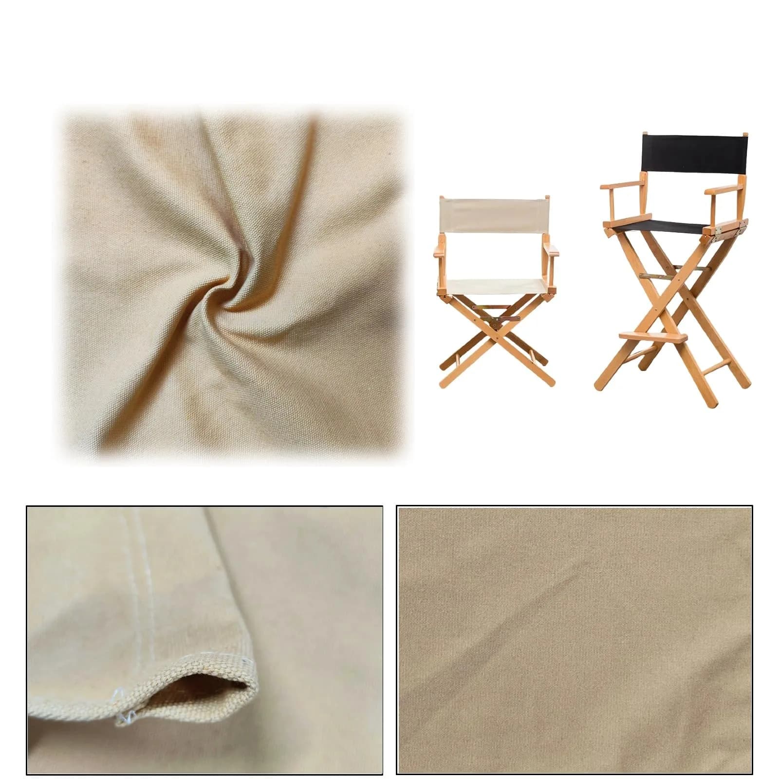 Khakho Director Chair Canvas Replacement Seat & Back Kit | 54x41cm (21.3x16.1") Seat, 53x20cm (20.9x7.9") Back — Khaki
