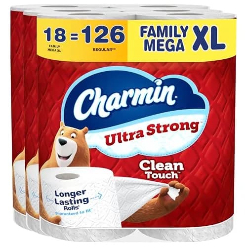 Charmin Ultra Strong Clean Touch Toilet Paper, 18 Family Mega XL Rolls (6930 Sheets Total) | 4X Stronger When Wet thumbnail 1