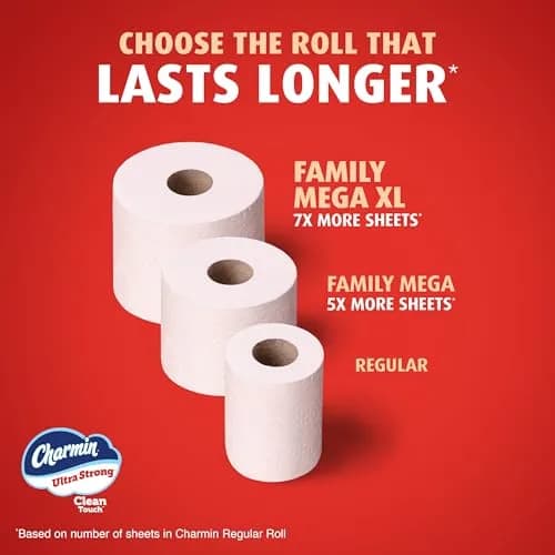 Charmin Ultra Strong Clean Touch Toilet Paper, 18 Family Mega XL Rolls (6930 Sheets Total) | 4X Stronger When Wet thumbnail 8