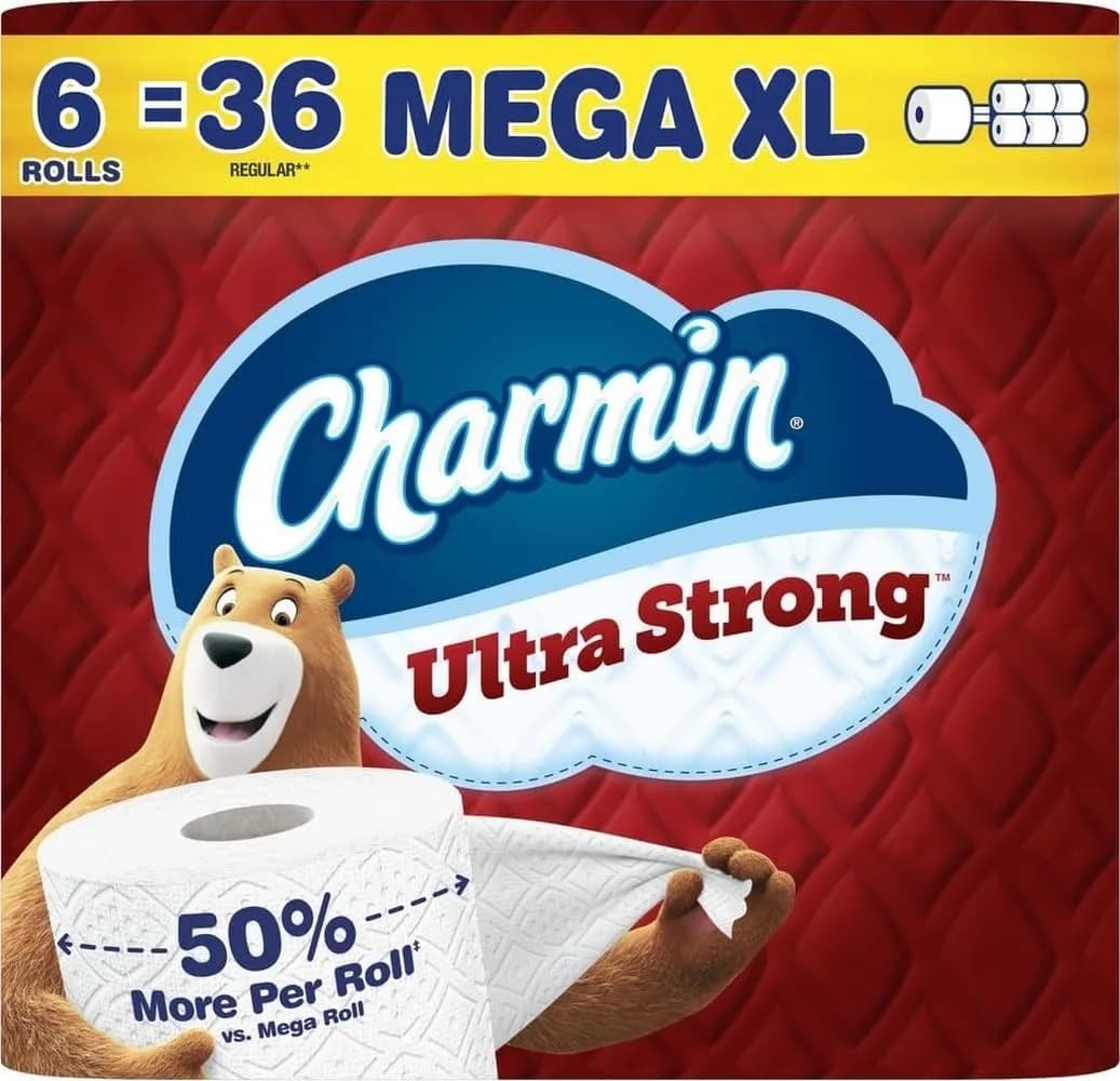 Charmin Ultra Strong Toilet Paper 12 Mega XL Rolls (3960 Sheets Total) | 4X Stronger When Wet — White