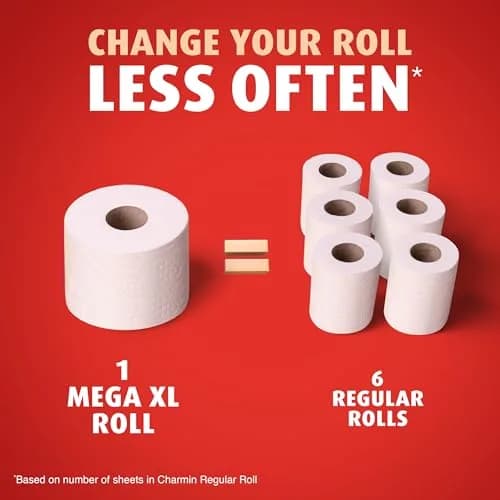 Charmin Ultra Strong Toilet Paper 6 Mega XL Rolls (1980 Sheets Total) | 4X Stronger When Wet thumbnail 4