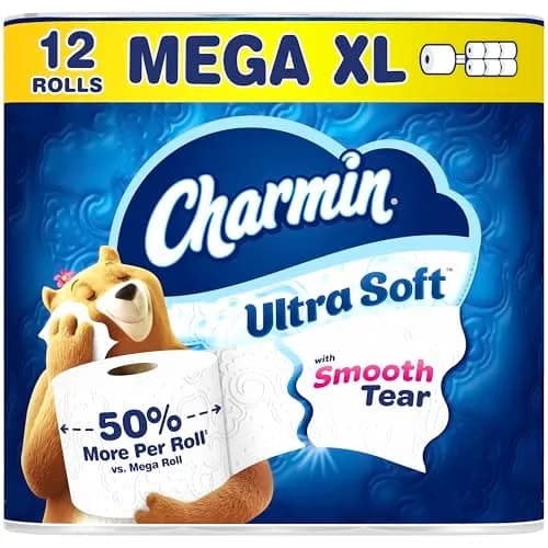 Charmin Ultra Soft Toilet Paper 12 Mega XL Rolls (336 Sheets Per Roll) | Trusted Softness, Better Tear thumbnail 1