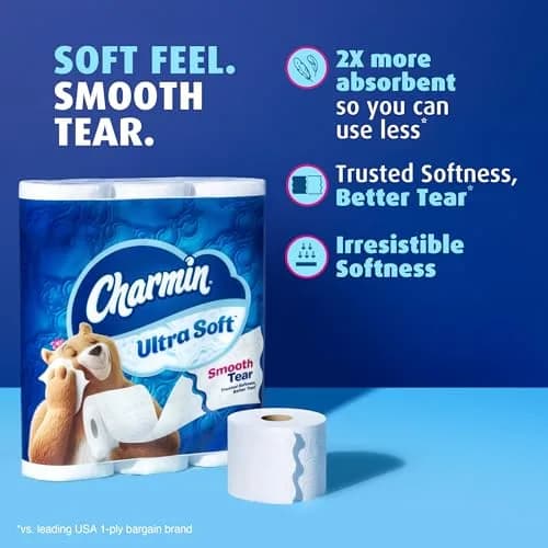 Charmin Ultra Soft Toilet Paper 12 Mega XL Rolls (336 Sheets Per Roll) | Trusted Softness, Better Tear thumbnail 2