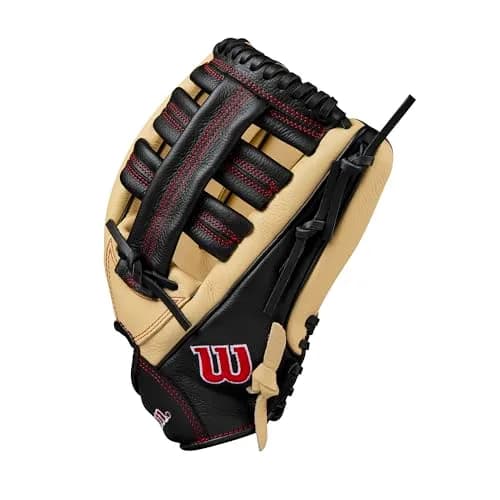 Wilson A500 12.5" Outfield Youth Baseball Glove - Right Hand Throw, Blonde/Red/Black | All-Position Versatility for Developing Players thumbnail 4