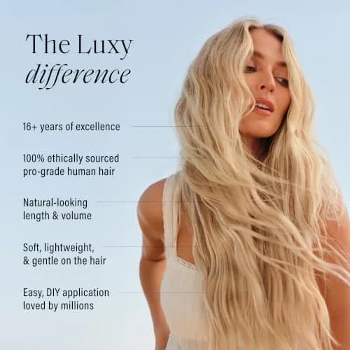 LUXY Classic Clip-In Hair Extensions 20 Inch | 100% Remy Human Hair for Natural Volume & Length thumbnail 3