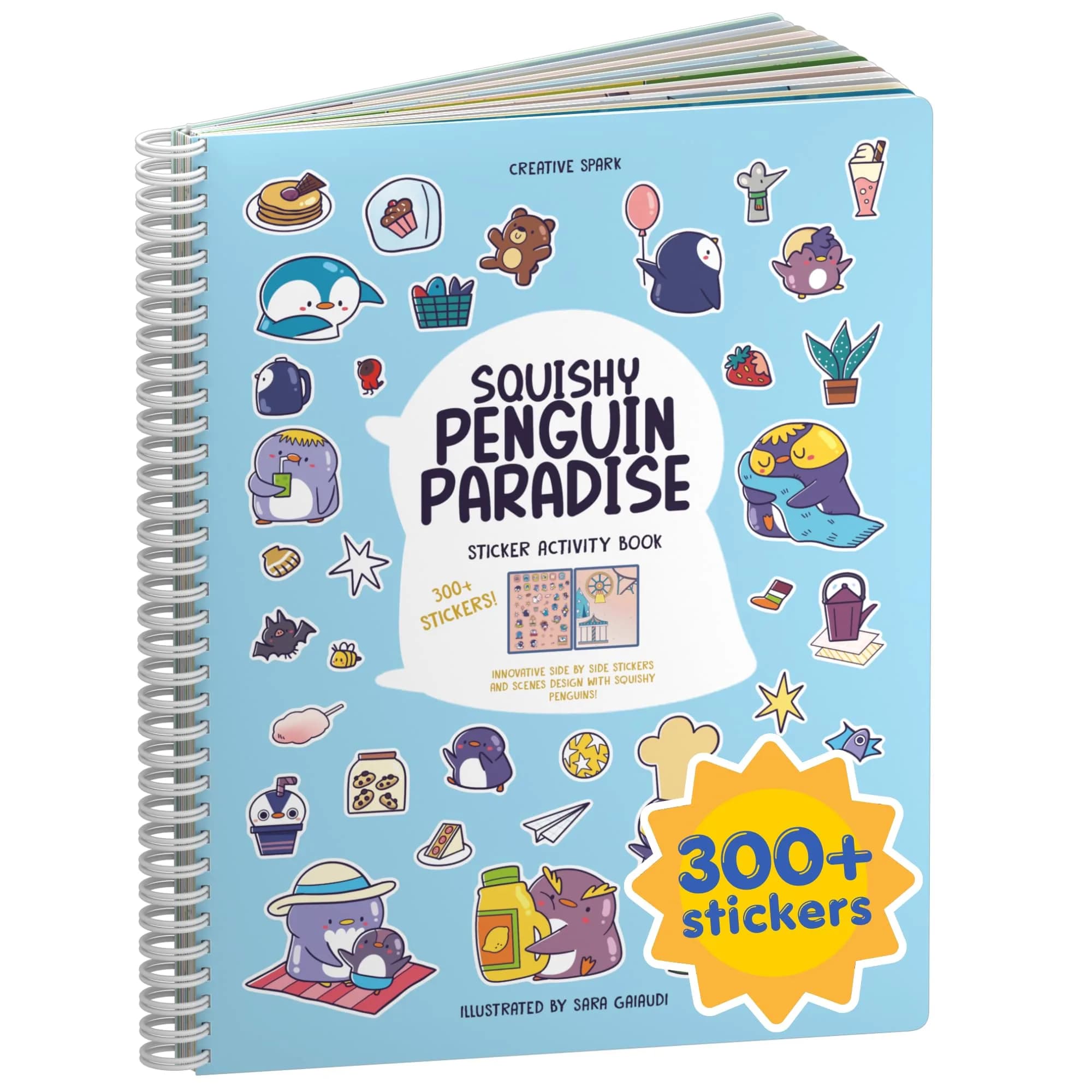 CUPKIN Penguin Paradise Sticker Book with 500+ Stickers & 12 Coloring Pages | Toddler Travel Activity Book for Ages 2-8