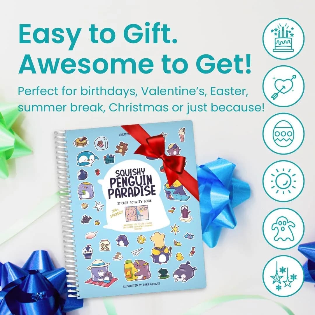 CUPKIN Penguin Paradise Sticker Book with 500+ Stickers & 12 Coloring Pages | Toddler Travel Activity Book for Ages 2-8 thumbnail 8