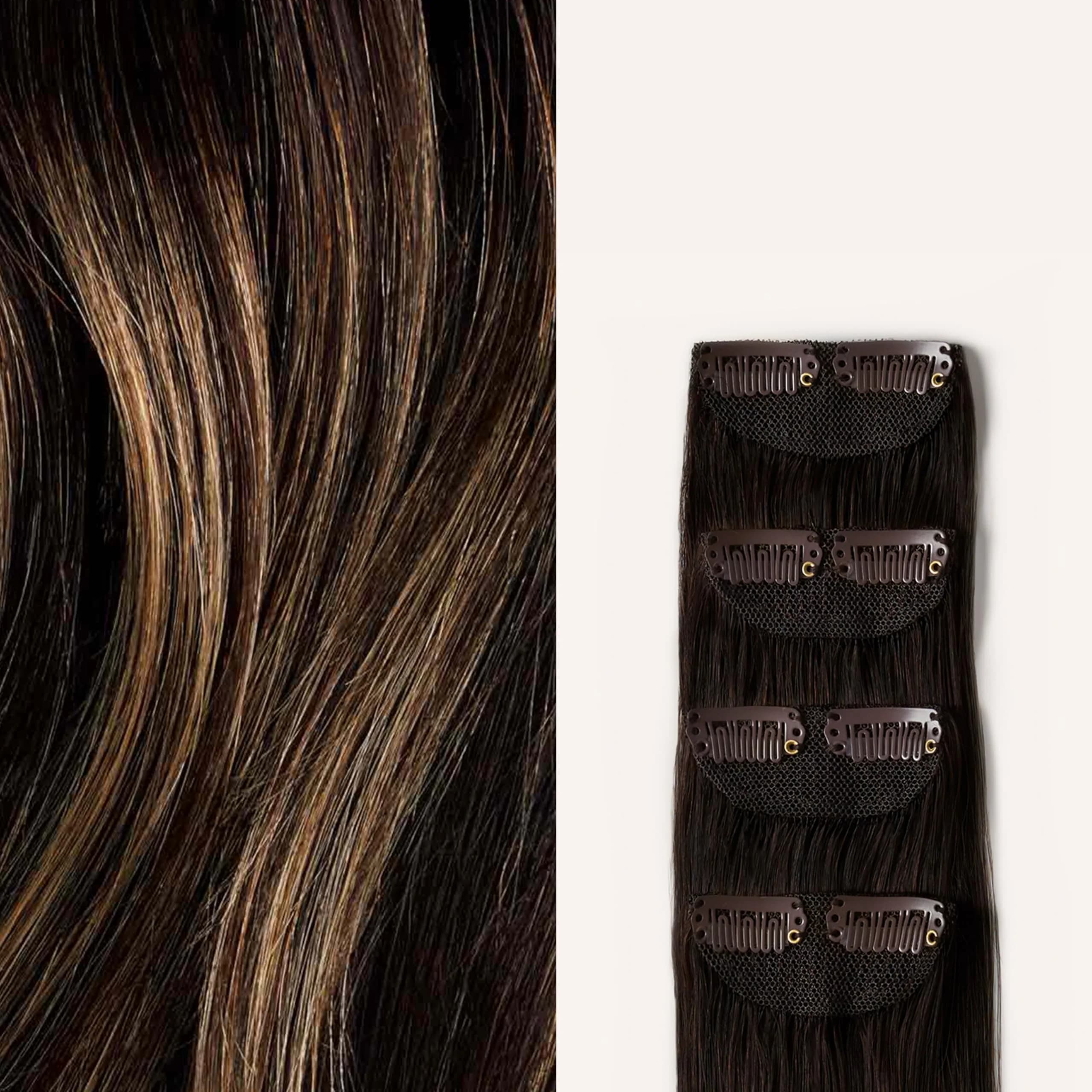 LUXY Scalp Hair Fill-In Extensions Dark Brown Balayage 12" | Natural Coverage & Seamless Blend - main product image