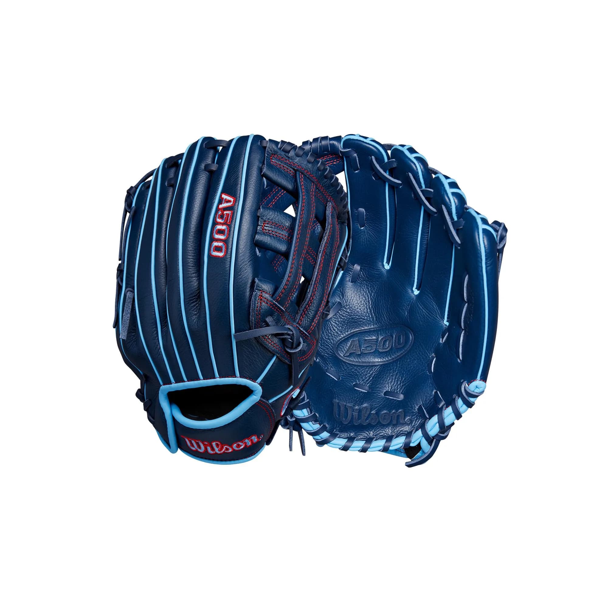 Wilson A500 12.5" Outfield Youth Baseball Glove - Right Hand Throw, Blonde/Red/Black | All-Position Versatility for Developing Players — Left Hand Throw