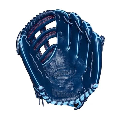 Wilson A500 12" Infield Youth Baseball Glove - Left Hand Throw, Navy/Blue/Red | H-Web Design for Quick Transfers thumbnail 3