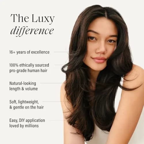 LUXY Classic Clip-In Hair Extensions Chestnut Brown Balayage | 20 Inch, 160g, Natural Blend, Remy Human Hair thumbnail 3