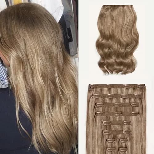 LUXY Classic Clip-In Hair Extensions 20 Inch | Natural Blonde, 160g, 10 Wefts, Remy Human Hair thumbnail 1