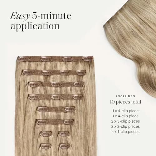 LUXY Classic Clip-In Hair Extensions 20 Inch 220g Blonde | Natural Volume & Length thumbnail 7