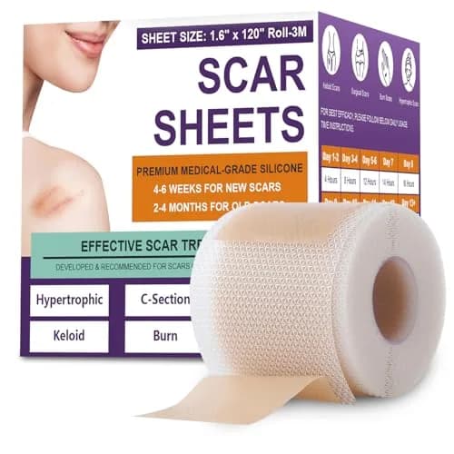 PSECICI Silicone Scar Sheets 3M (1.6" x 120") | Medical Grade Scar Tape for All Scar Types thumbnail 1