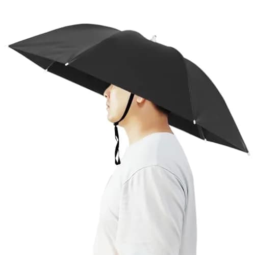 Bocampty Black Umbrella Hat, 37" Diameter | Hands-Free UV Protection for Fishing & Outdoors thumbnail 1