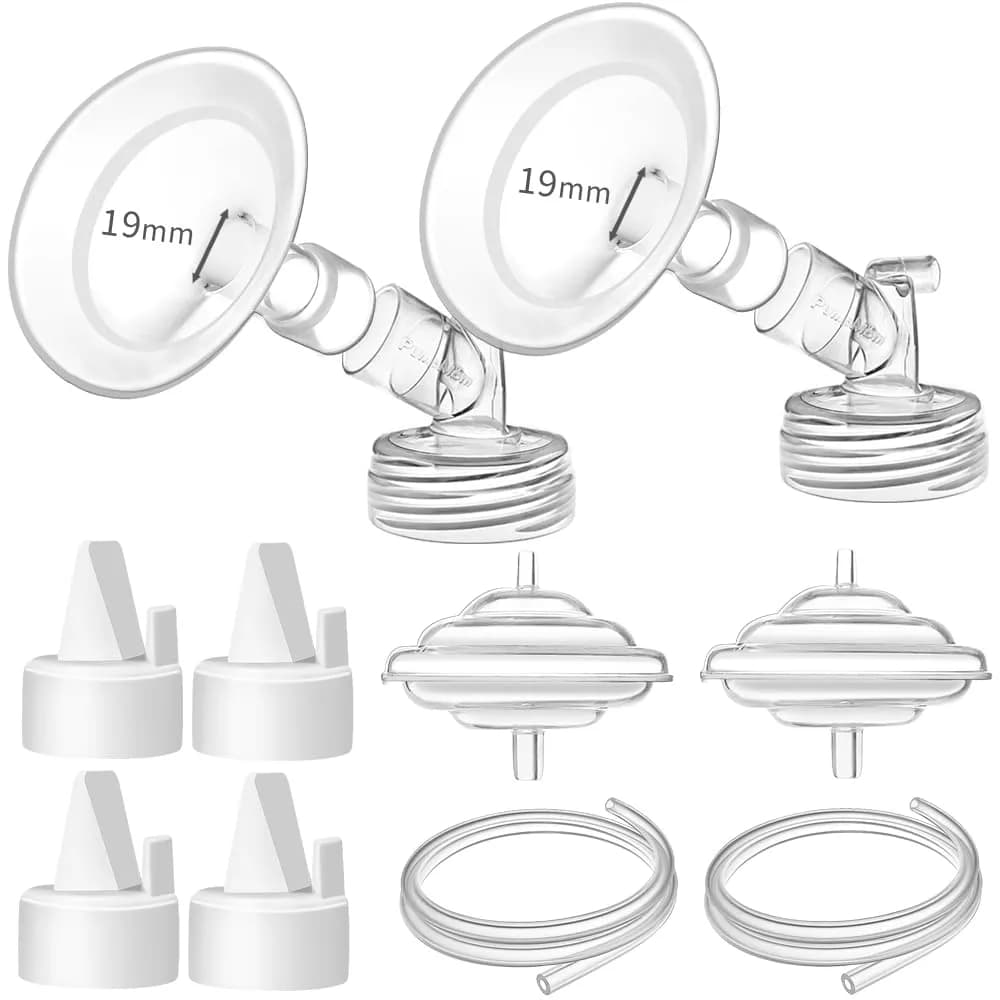 PUMPMOM-US 24mm Flange Pump Parts for Spectra S1/S2/9+ Breast Pumps | 8-Piece Set — 19mm Full Set
