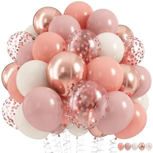 HILAVO Dusty Pink Balloon Set, 60Pcs 12 Inch Retro Blush Pink White Sand Nude Latex Balloon with Metallic Confetti Rose Pink Helium Balloon for Girls Women Birthday Party Baby Shower Boho Decoration Supplies thumbnail 1