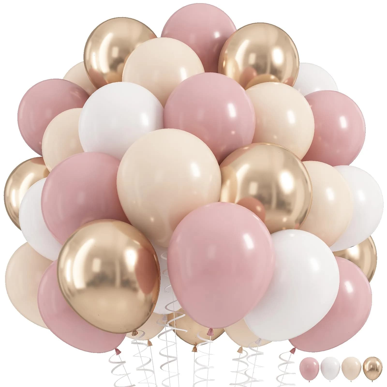 HILAVO Dusty Pink Balloons 60 Pcs 12 Inch | Assorted Colors for Birthday Decorations