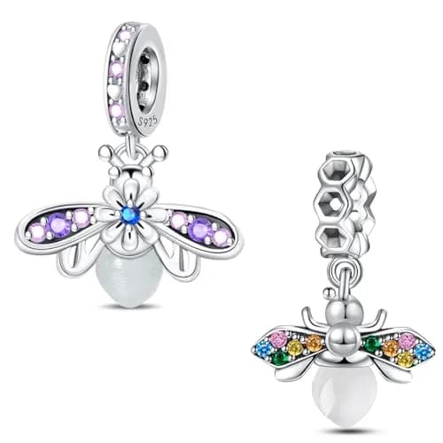 HappyStar 925 Sterling Silver Charm Beads for Bracelets & Necklaces | Unique Dangle Pendants with Spacer Beads thumbnail 1
