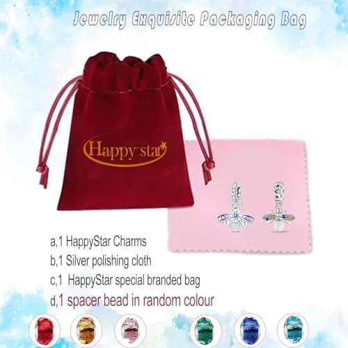 HappyStar 925 Sterling Silver Charm Beads for Bracelets & Necklaces | Unique Dangle Pendants with Spacer Beads thumbnail 5