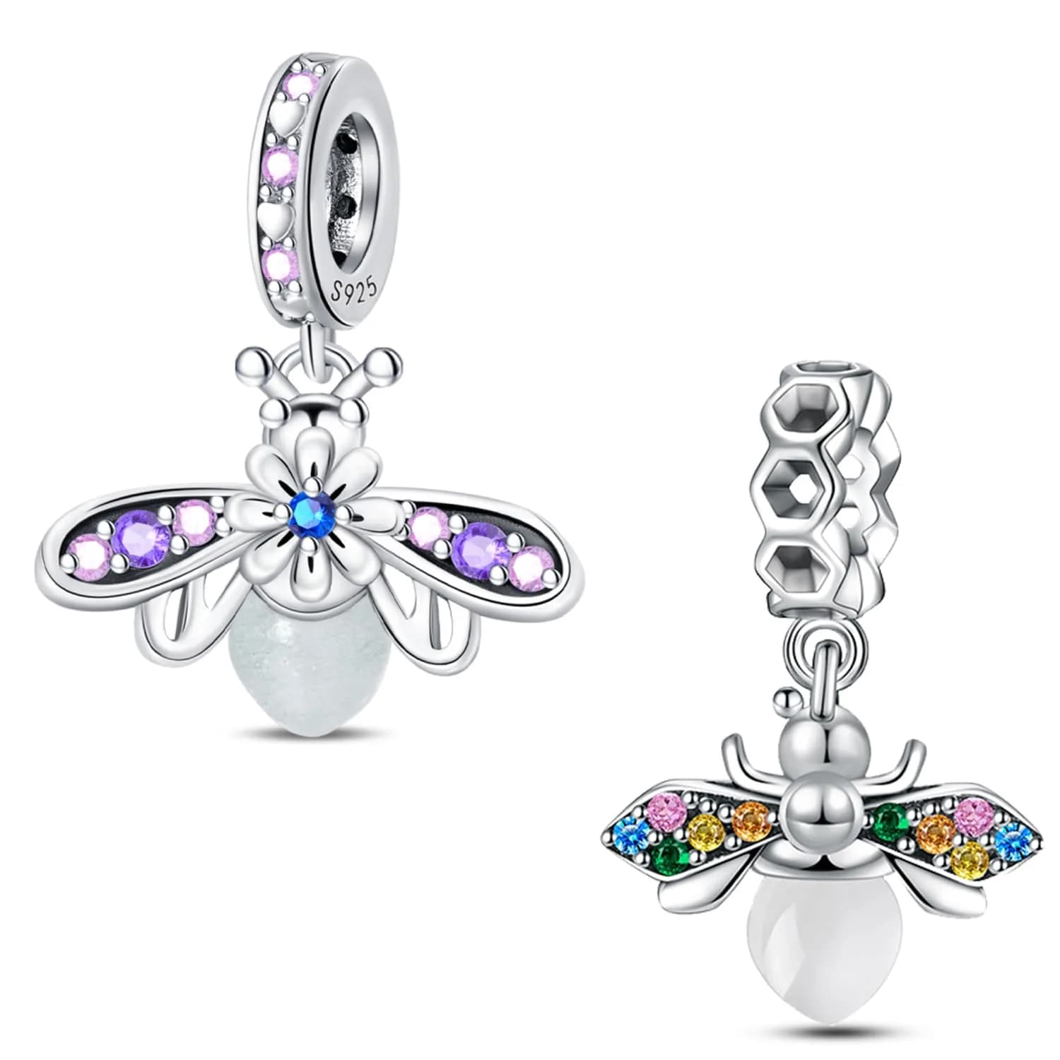 HappyStar 925 Sterling Silver Charm Beads for Bracelets & Necklaces | Unique Dangle Pendants with Spacer Beads