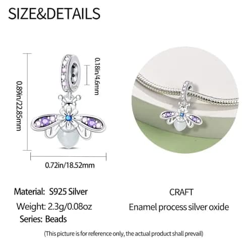 HappyStar 925 Sterling Silver Charm Beads for Bracelets & Necklaces | Unique Dangle Pendants with Spacer Beads thumbnail 4
