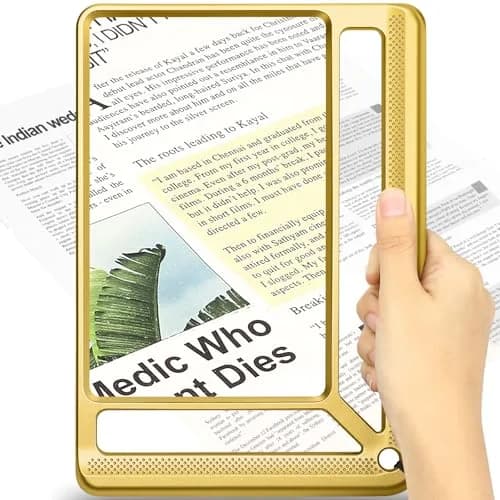 AKKYCVS Gold 5X Full Page Magnifier | Lightweight Rectangular Magnifier for Seniors and Low Vision thumbnail 1