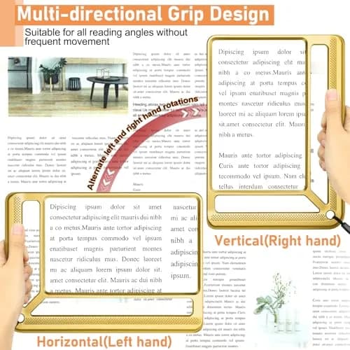 AKKYCVS Gold 5X Full Page Magnifier | Lightweight Rectangular Magnifier for Seniors and Low Vision thumbnail 5