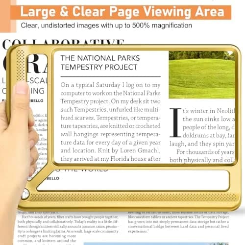 AKKYCVS Gold 5X Full Page Magnifier | Lightweight Rectangular Magnifier for Seniors and Low Vision thumbnail 2
