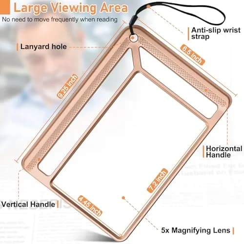 AKKYCVS 5X Full Page Magnifying Glass with Handle | 12.7cm (5 Inch) Viewing Area thumbnail 4