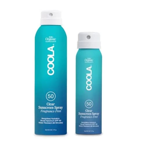 COOLA Clear Sunscreen Spray SPF 50, Fragrance Free, 2 Pack, 177ml (6 Fl Oz) & 59ml (2 Fl Oz) | Broad Spectrum Protection thumbnail 1