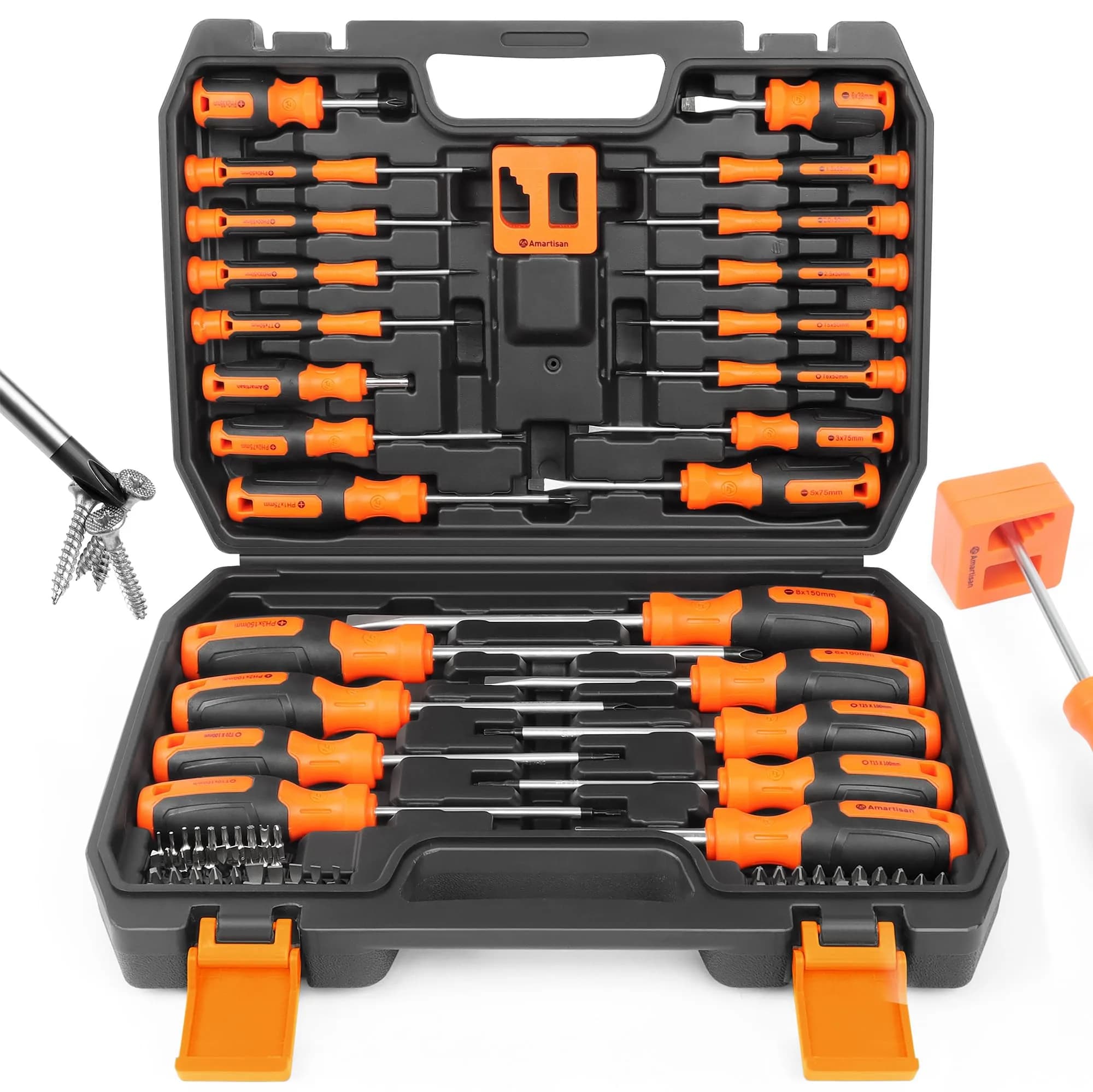 Amartisan 43-Piece Magnetic Screwdriver Set with Case, Green | Precision & Multi-Bit Tools — 86-Piece Screwdrivers Set