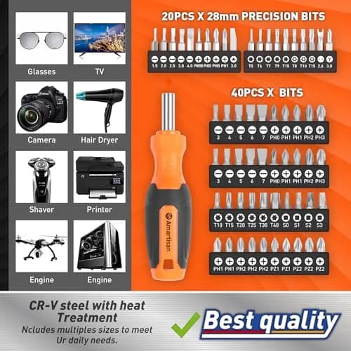 Amartisan 86-Piece Magnetic Screwdriver Set with Case | 3.43 lbs (1.56 kg) Tools for Men thumbnail 6