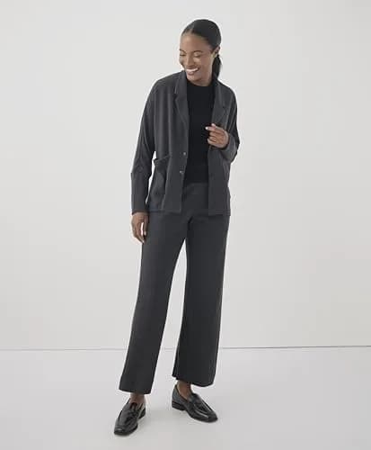 Pact Organic Cotton Women's Relaxed Blazer Charcoal Heather | Breathable, Sustainable Fit (70-120 chars) thumbnail 2